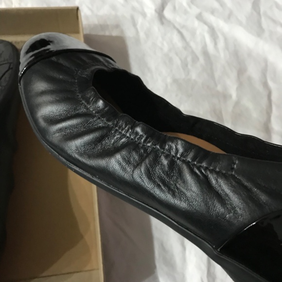 Clarks Leather Rena Jazz Flat Shoes Black Women's Size 8.5 W Contour Cushion - Picture 6 of 9